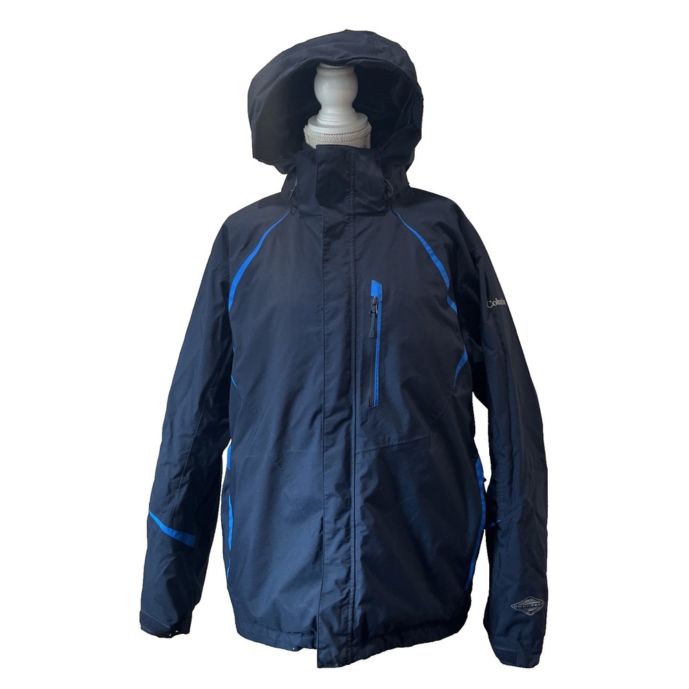Columbia Interchange Omni-Tech Waterproof Windbreaker Ski Coat Navy Mens Size L